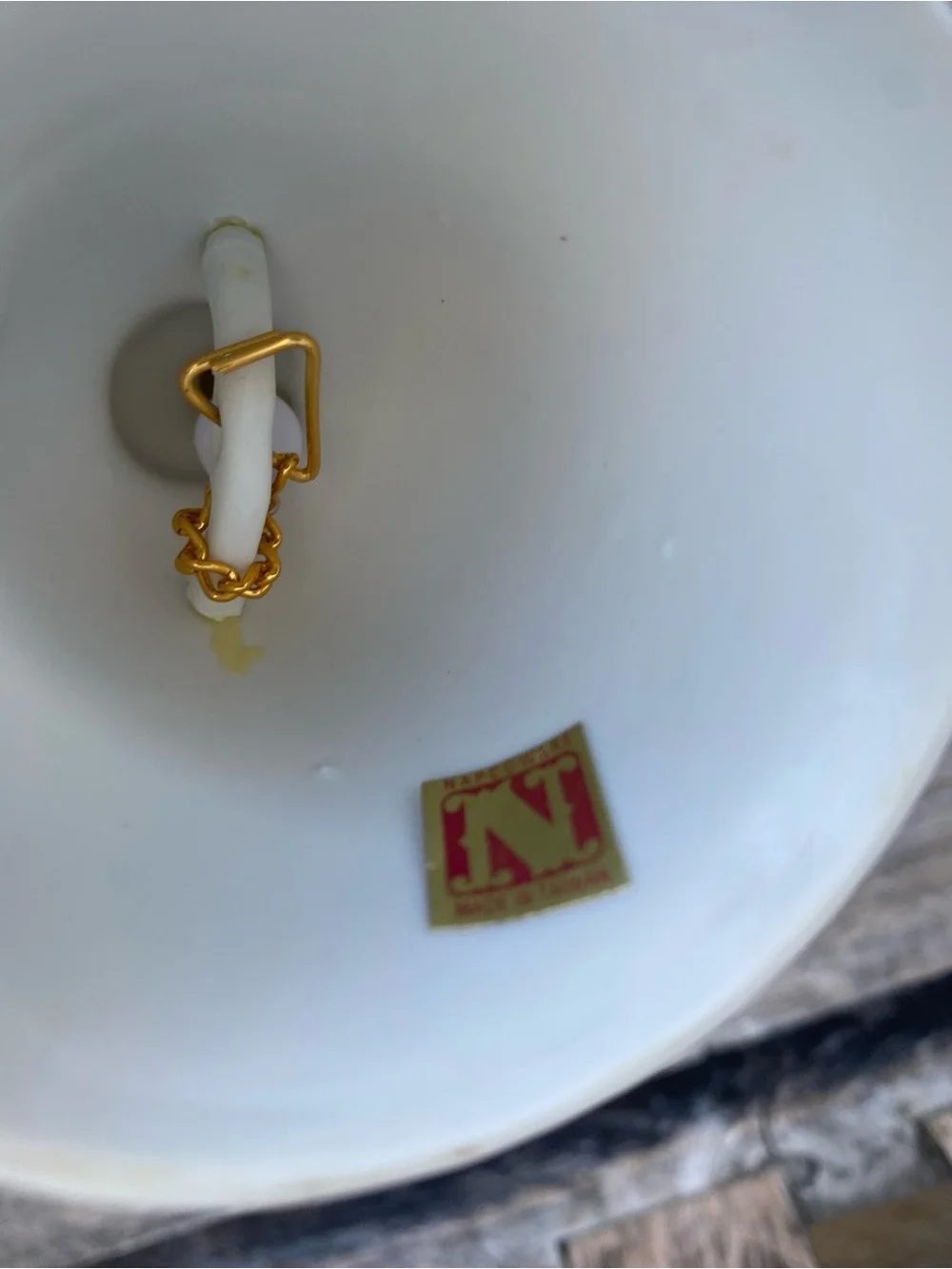 Holiday Mouse Porcelain Bell - White and Red vintage